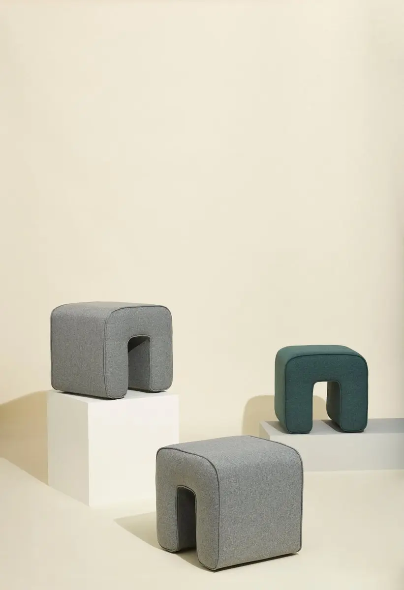 Hübsch Sculpture Poef Grijs - afbeelding 6 van 6