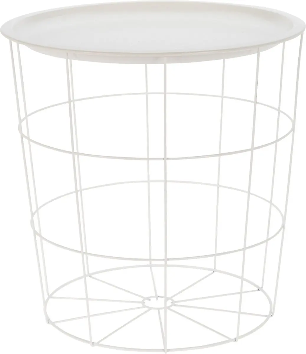 Bijzettafel rond metaal wit D40 x H40 cm