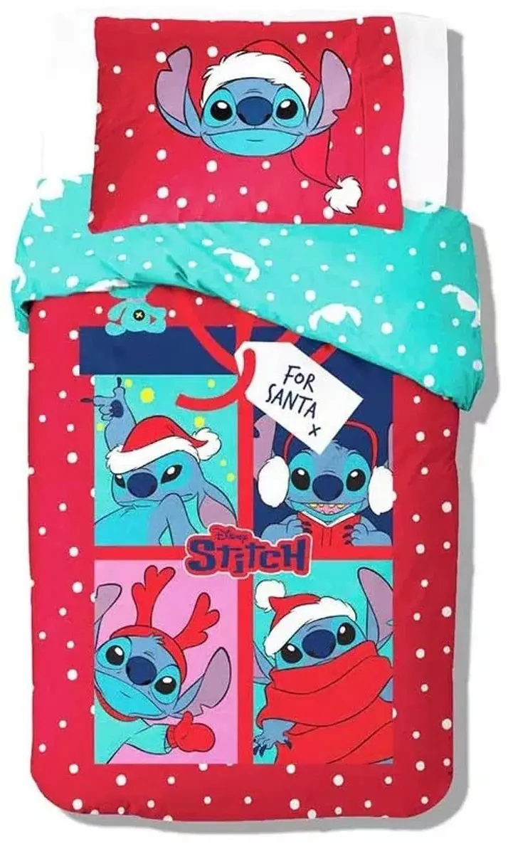 Stitch dekbedovertrek Santa 140 x 200 cm