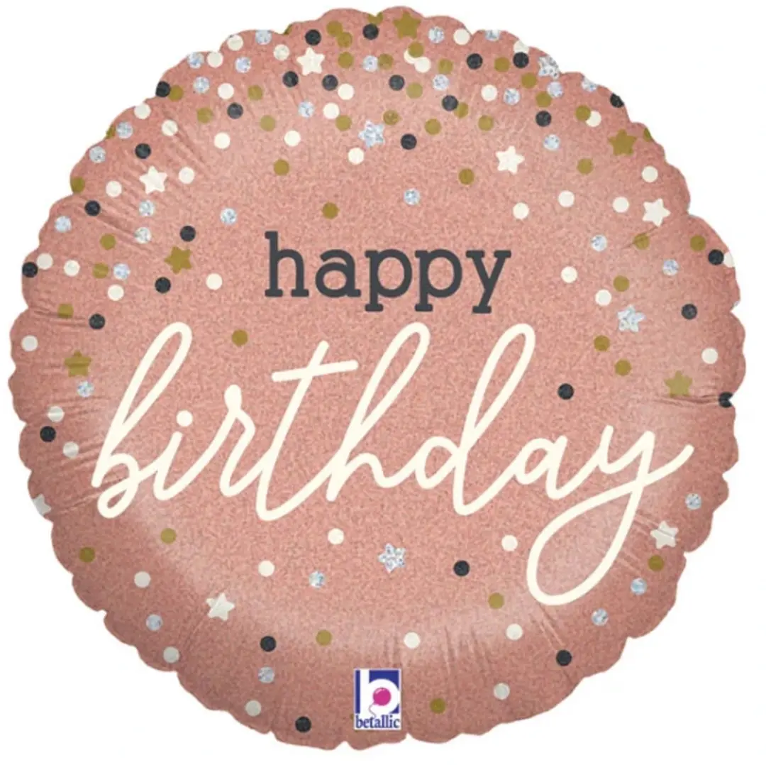 18 Inch (46 cm) Grabo Rose Gold Confetti B-Day folie ballon * Verjaardag * Grabo