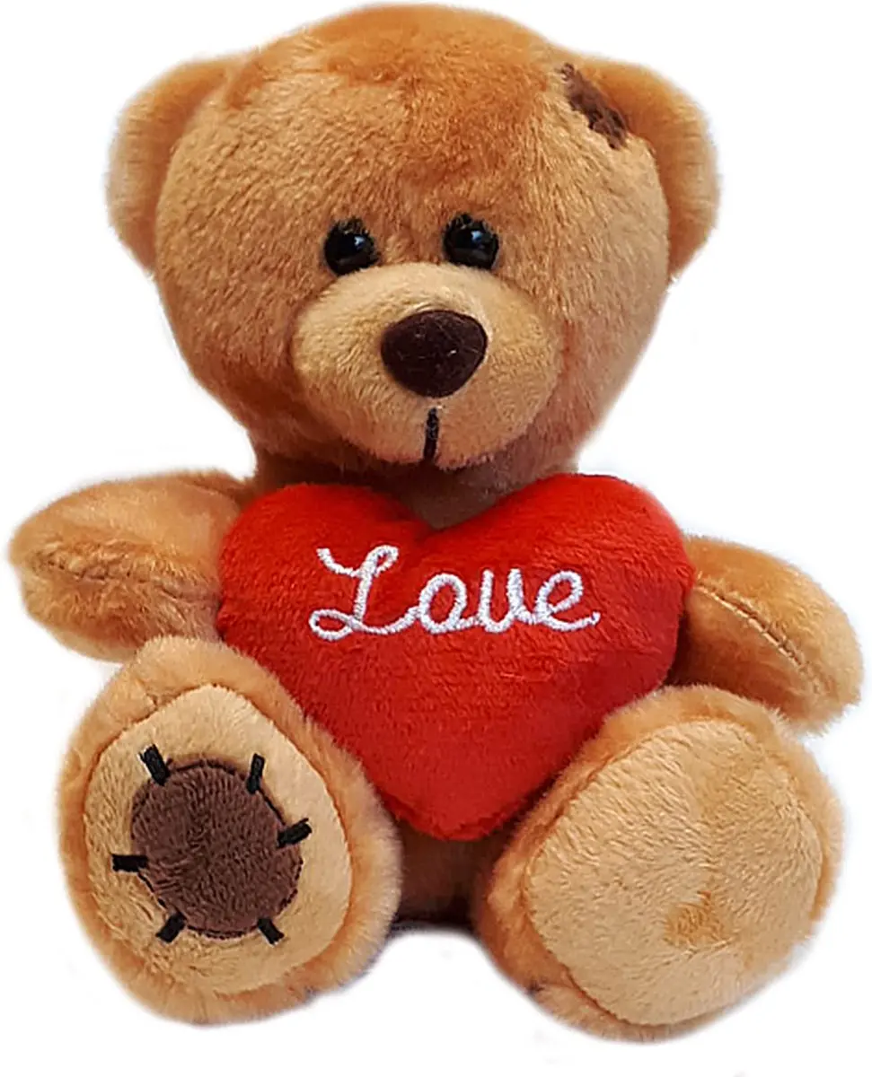 Teddybeer Nora Bruin met Hart Pluche Knuffel 15 cm