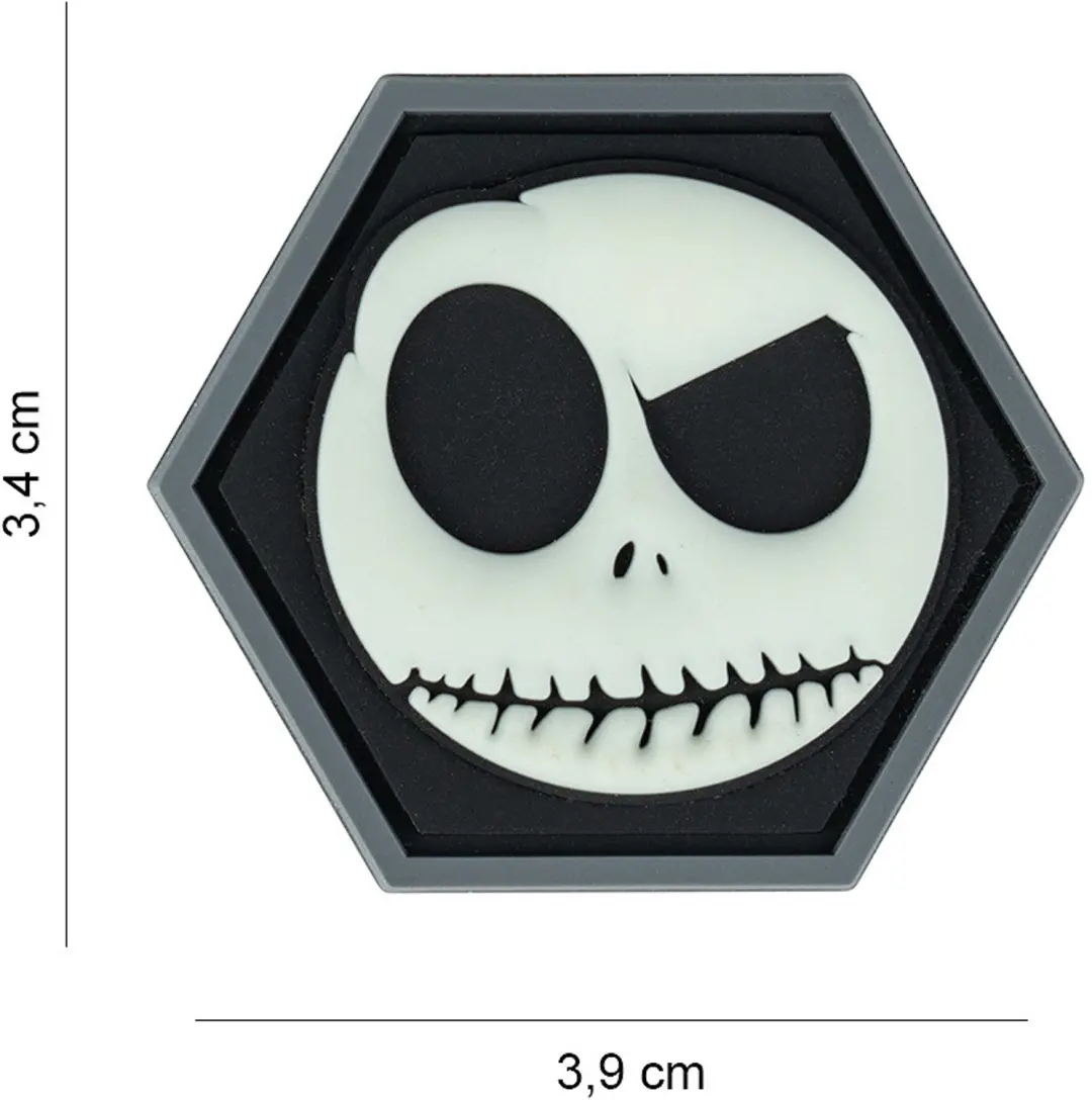 Embleem 3D PVC Hexagon smiley glow in the dark #8060