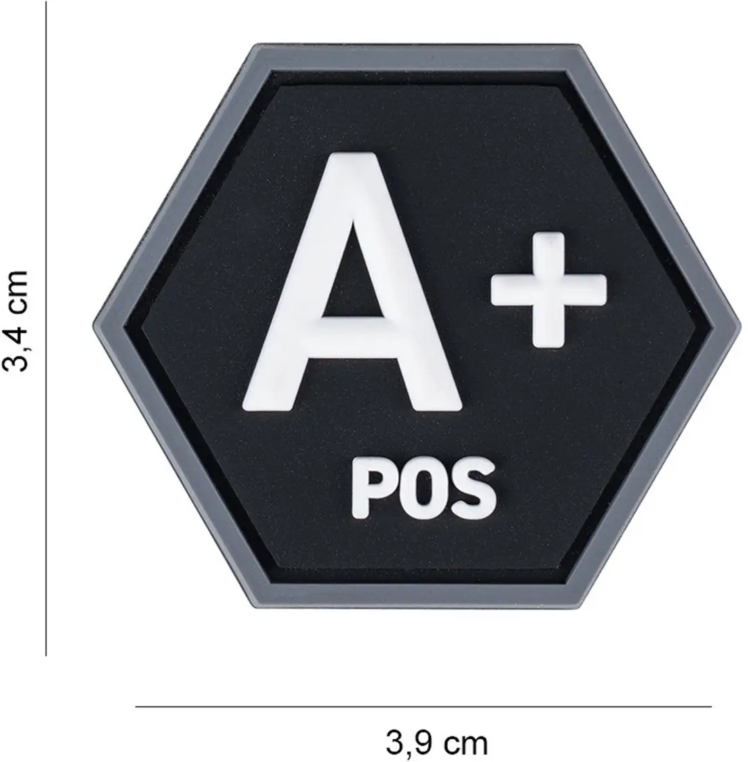 Embleem 3D PVC Hexagon bloedgroep A+ positief #8062
