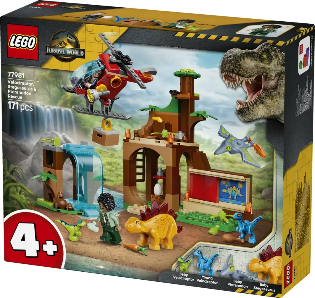 LEGO Jurassic World Velociraptor, Stegosaurus en Pteranodon redding - 171 onderdelen - afbeelding 2 van 6