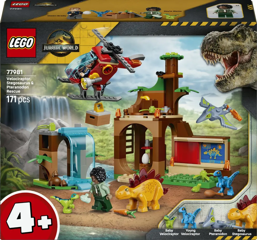 LEGO Jurassic World Velociraptor, Stegosaurus en Pteranodon redding