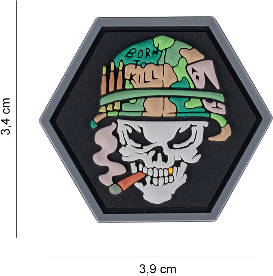Embleem 3D PVC Hexagon skull Vietnam ace #8058