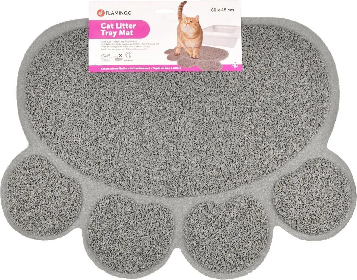 Flamingo Kattenbakmat Poot 60x45cm - Antracietgrijs
