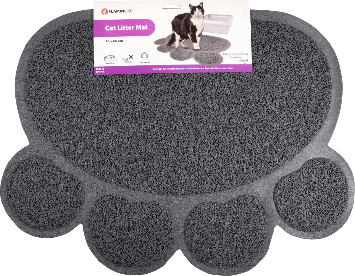 Flamingo Kattenbakmat Poot 60x45cm - Antracietgrijs