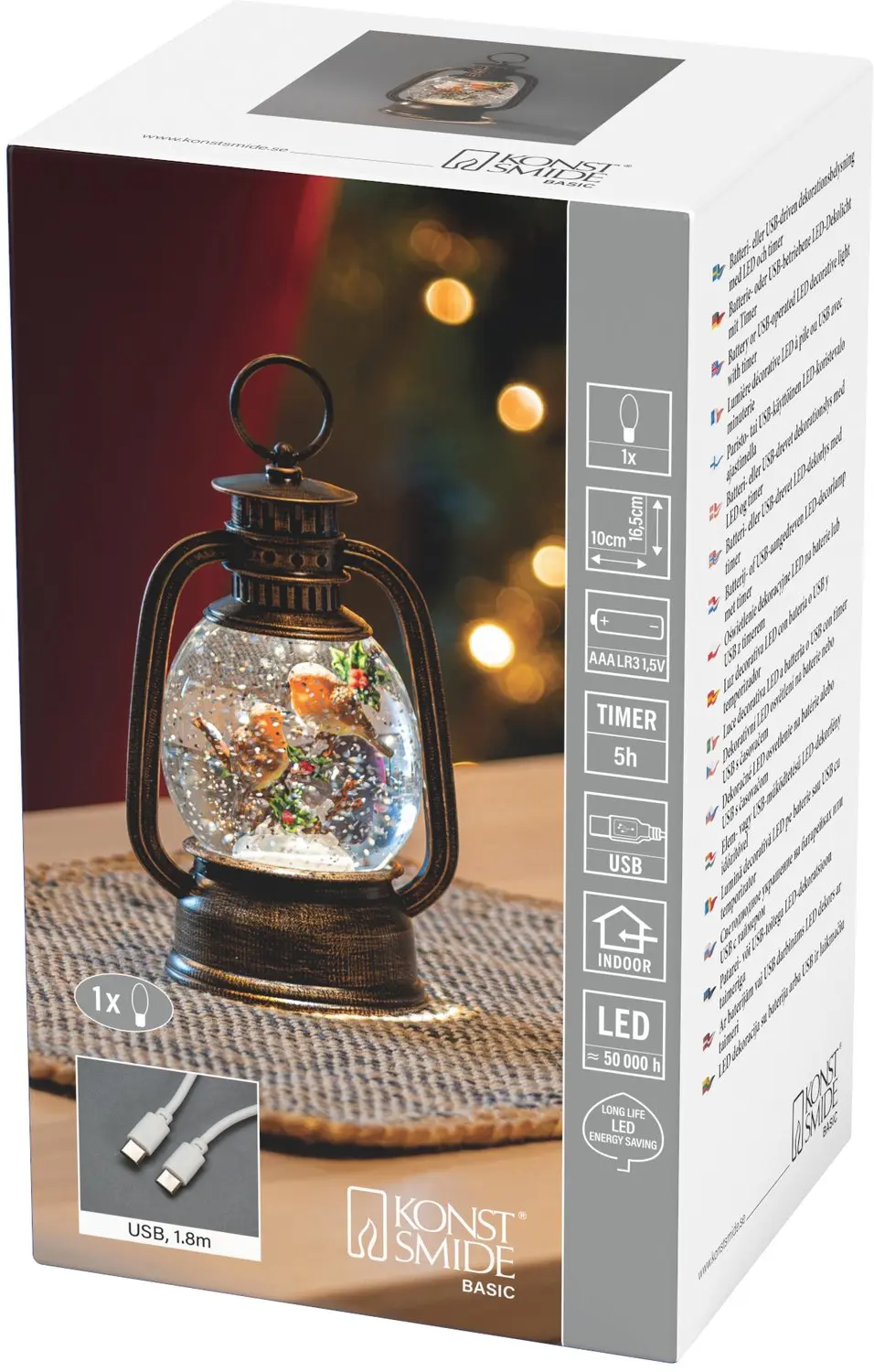 Vogellantaarn LED bruin met timer 3x AAA Konstsmide - afbeelding 2 van 3