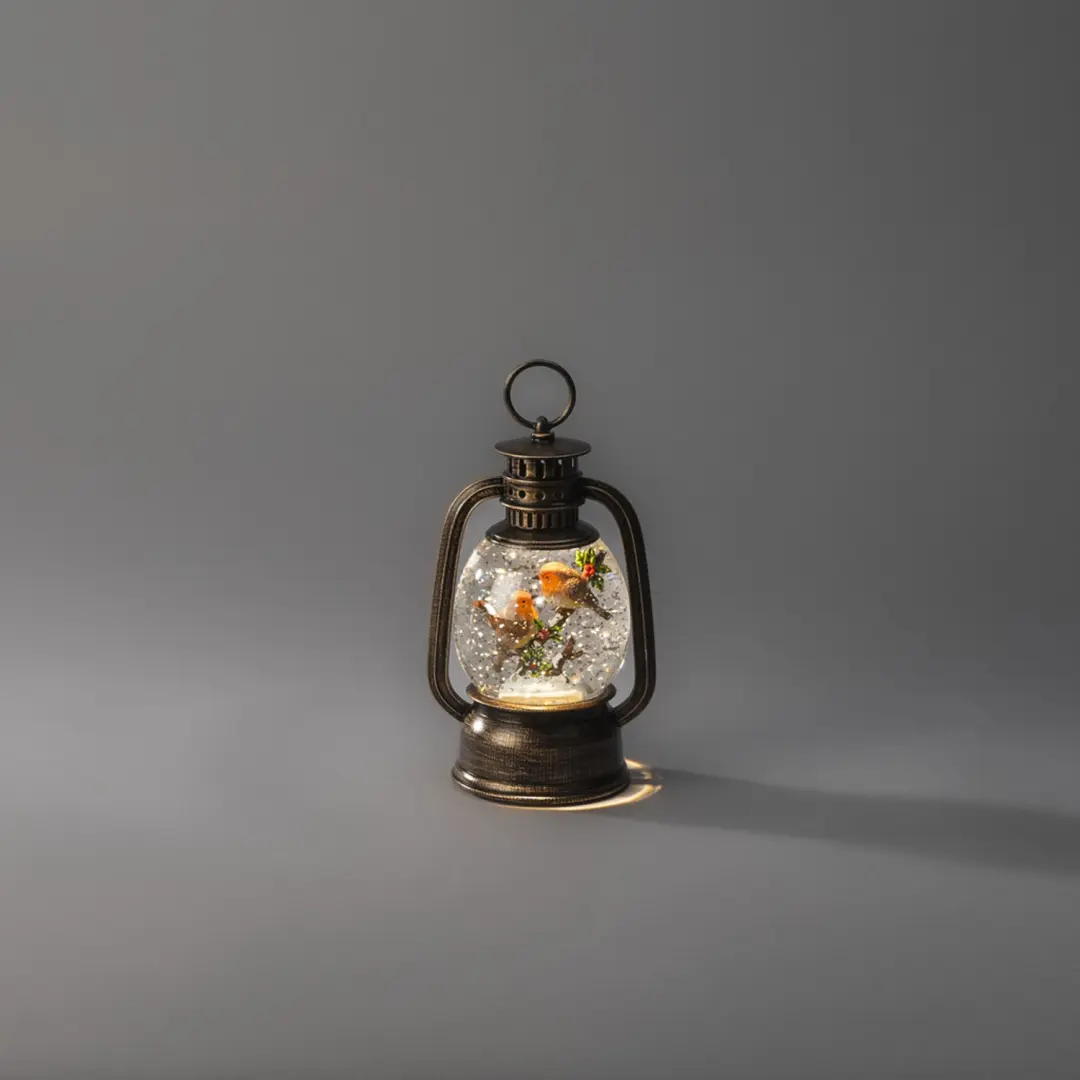 Vogellantaarn LED bruin met timer 3x AAA Konstsmide