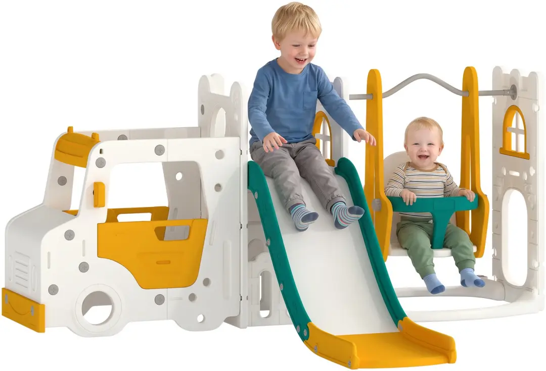 AIYAPLAY Kids Swing and Slide Set-HDPE-Weiß