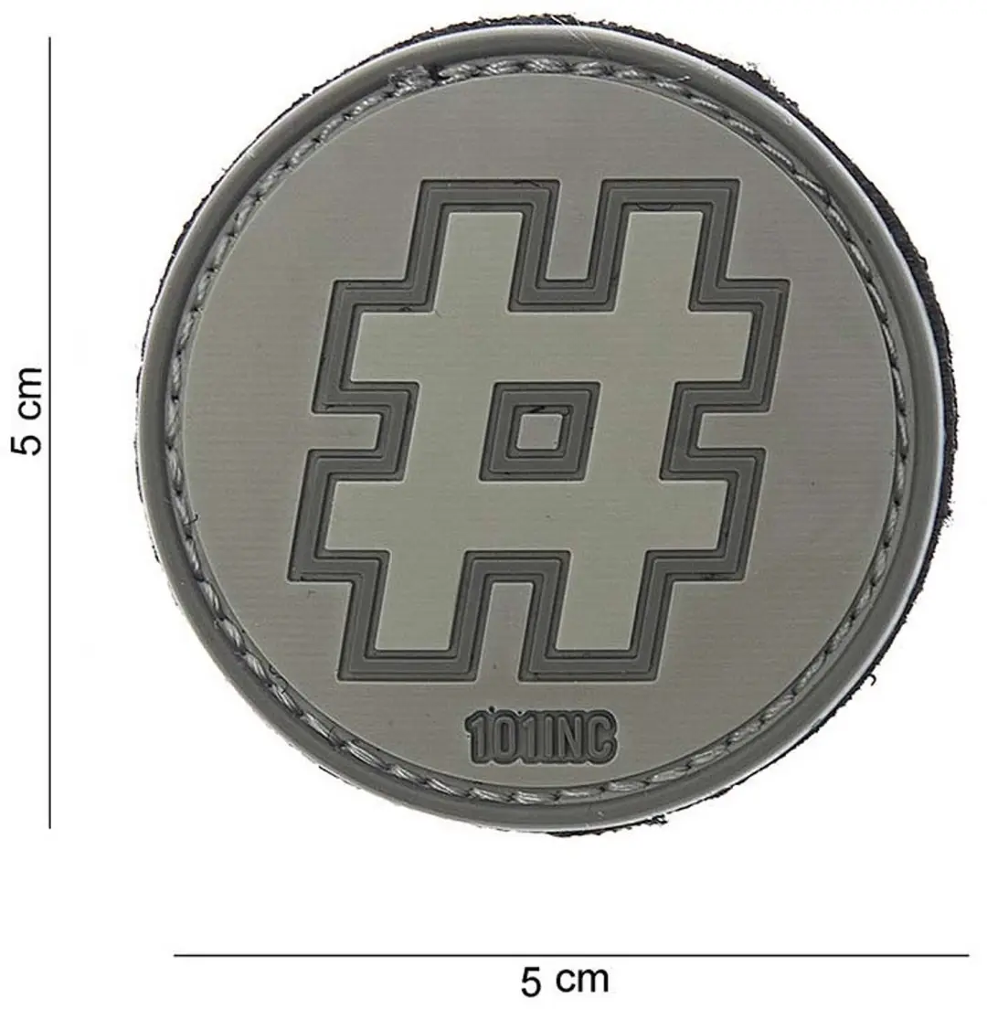 Embleem 3D PVC Hashtag grijs #10092