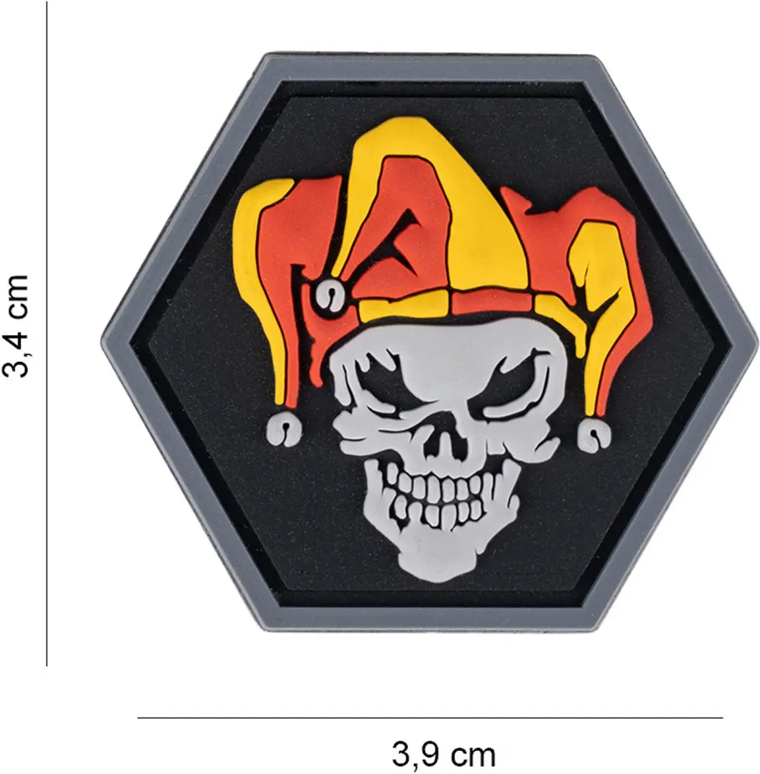 Embleem 3D PVC Hexagon skull joker #8055