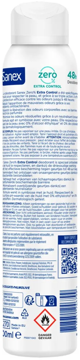 Sanex Deodorant Spray Zero% Extra Control