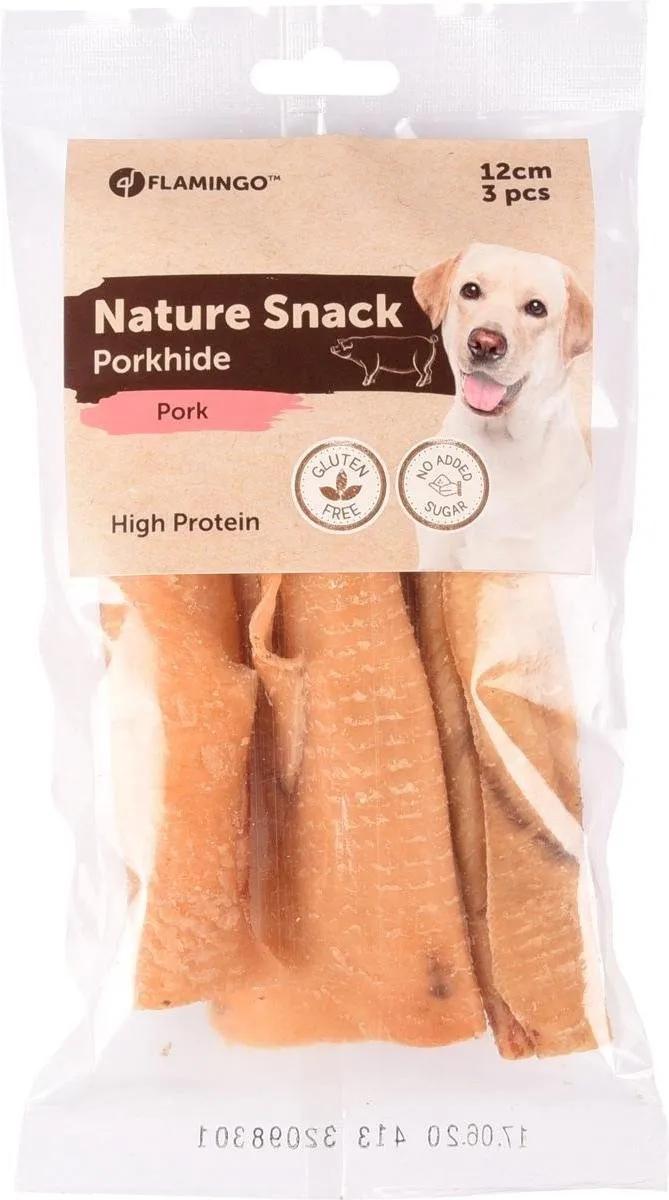 Flamingo Nature Varkensrol Hondensnack 105g - 3 Stuks