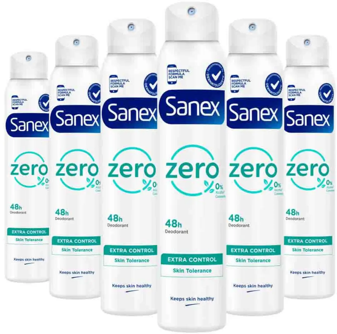 Sanex Zero% Extra Control Deodorant Spray 6x200ml