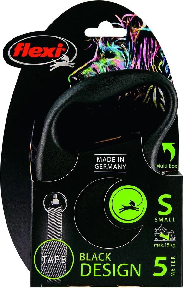 Flexi Black Design Tape Hondenriem - S - 5m - Zwart