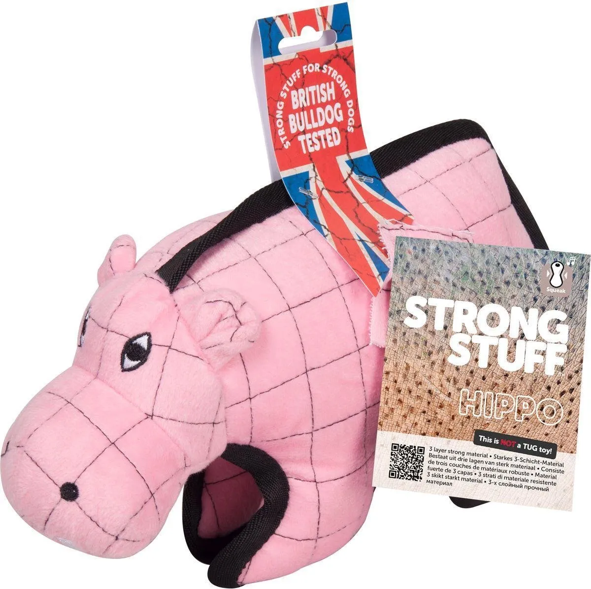 Flamingo Strong Stuff Hippo Hondenspeelgoed 28cm - Roze