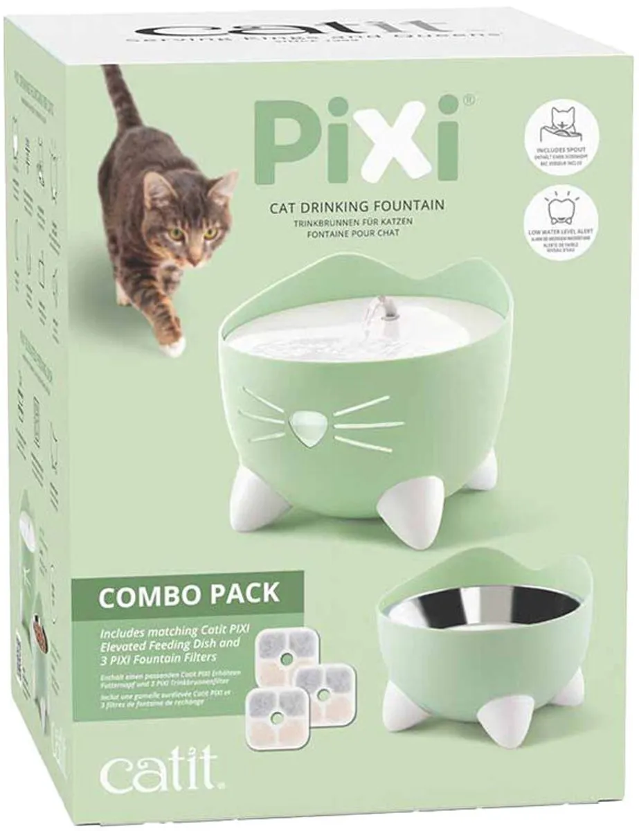 Catit Pixi Fountain Combo Kit - Drinkfontein & Voerbak Wit