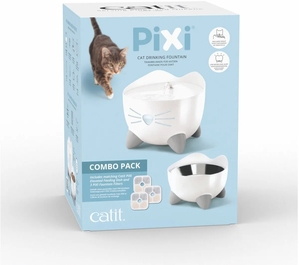 Catit Pixi Fountain Combo Kit - Drinkfontein & Voerbak Wit