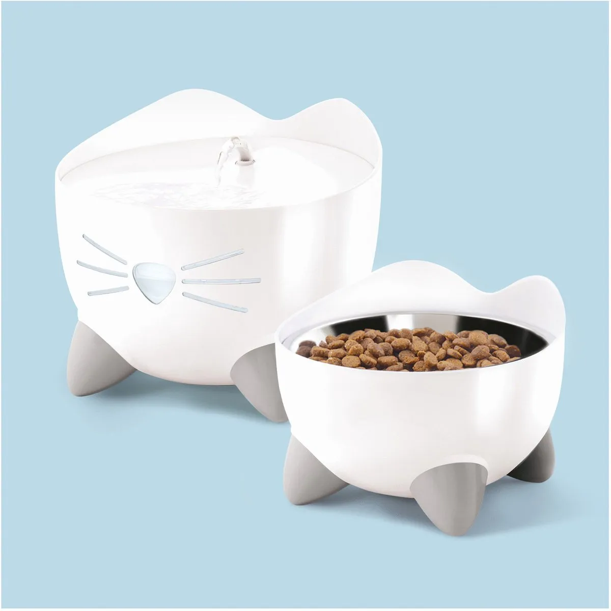 Catit Pixi Fountain Combo Kit - Drinkfontein & Voerbak Wit