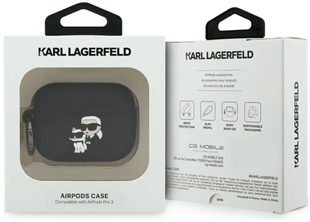 Karl Lagerfeld Karl & Choupette 3D AirPods Pro 3 Hoesje - Zwart - afbeelding 4 van 5