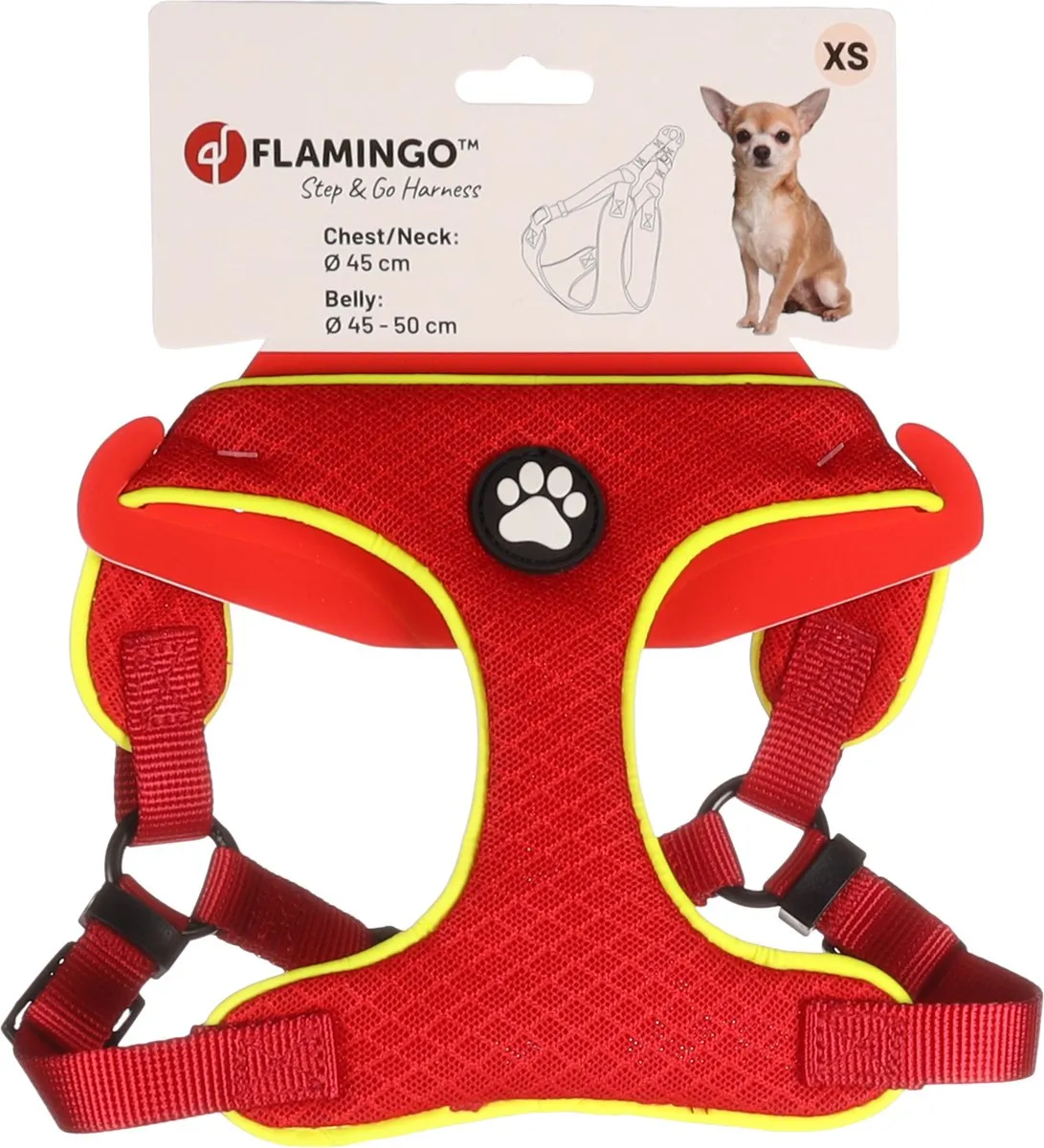 Flamingo Step&Go Tasha Hondenharnas - Maat XS - Rood