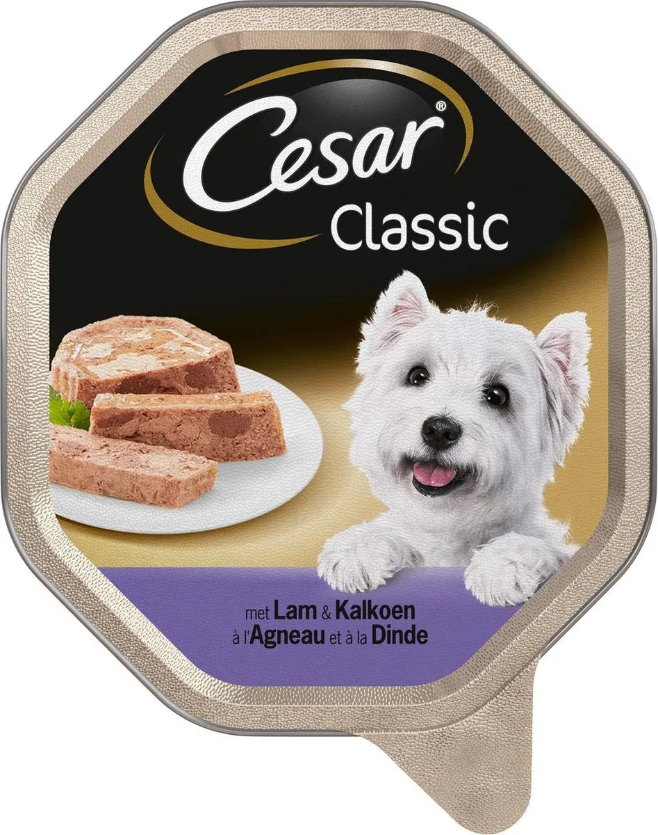 César Classic Hond Natvoer Kalkoen & Lam 14x150g - afbeelding 6 van 6