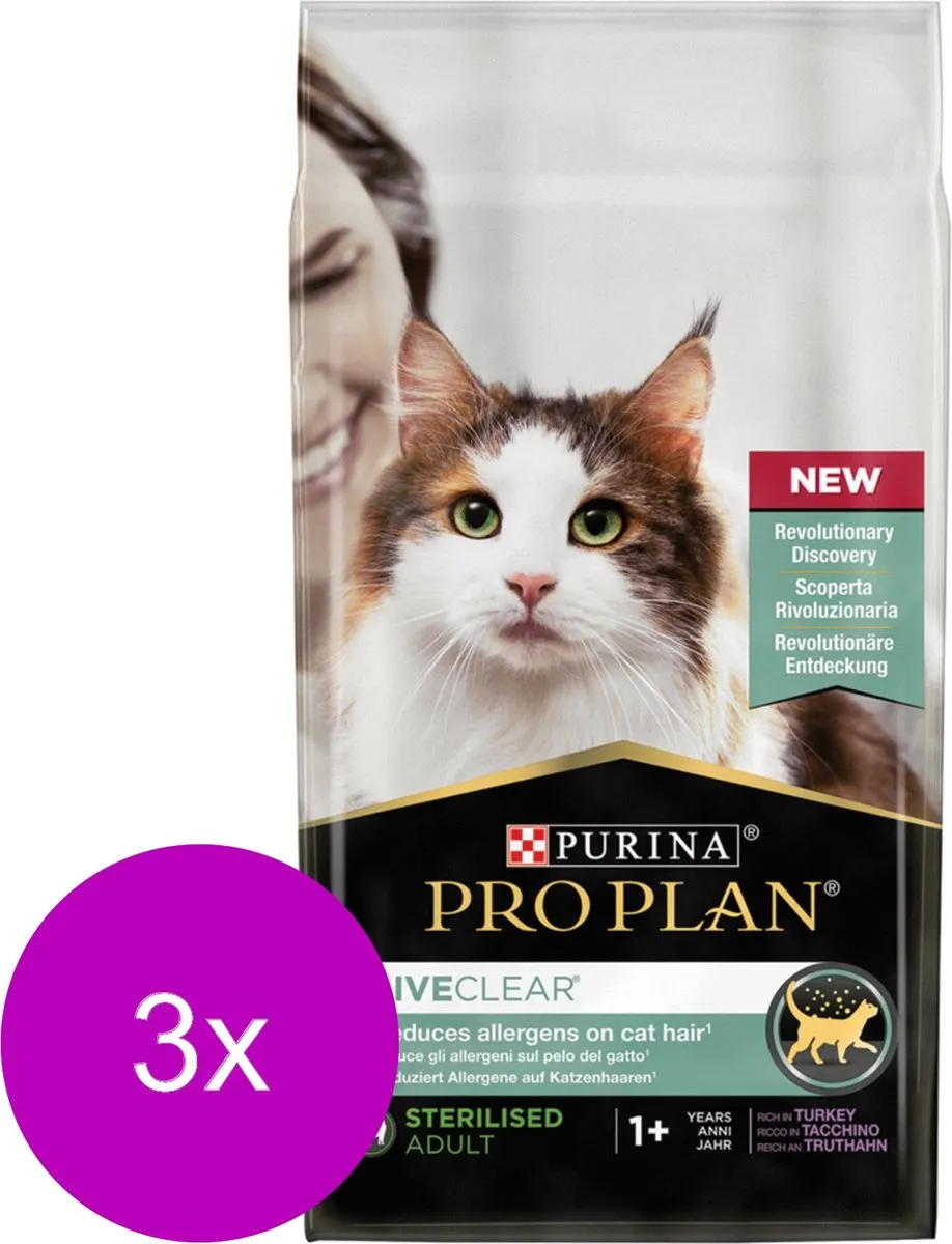 Pro Plan Cat Liveclear Kalkoen - 3x1.4kg