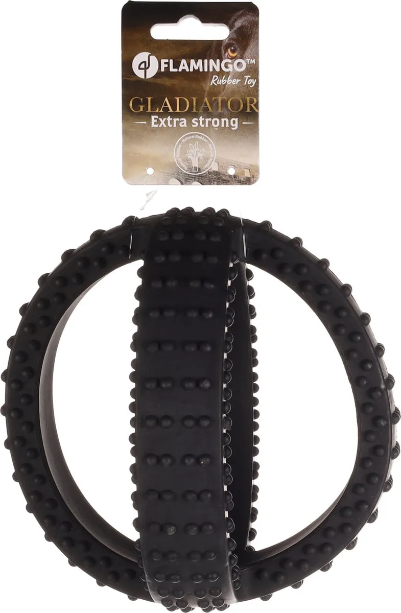 Flamingo Rubber Gladiator Cross Ball Hondenspeelgoed L - Zwart