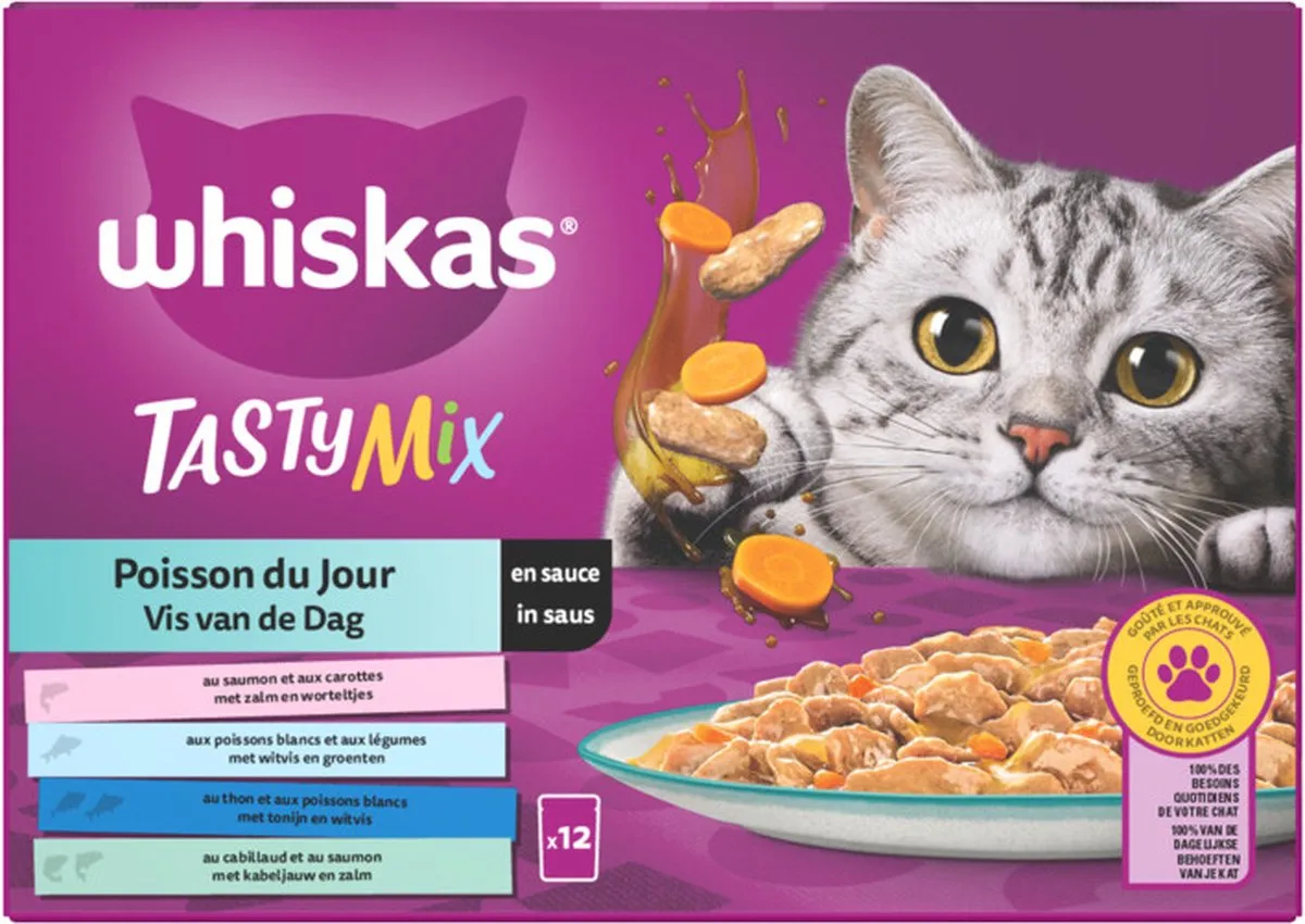 Whiskas 1+ Tasty Mix Vis van de Dag Saus