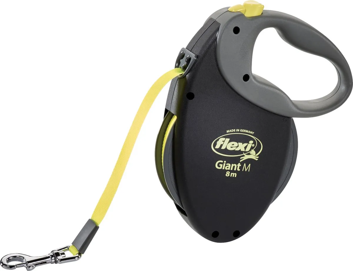 Flexi Giant Tape Hondenriem - M - 8m - Zwart/Neon