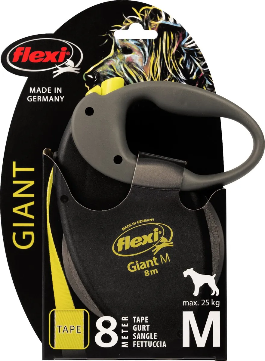 Flexi Giant Tape Hondenriem - M - 8m - Zwart/Neon - afbeelding 6 van 6