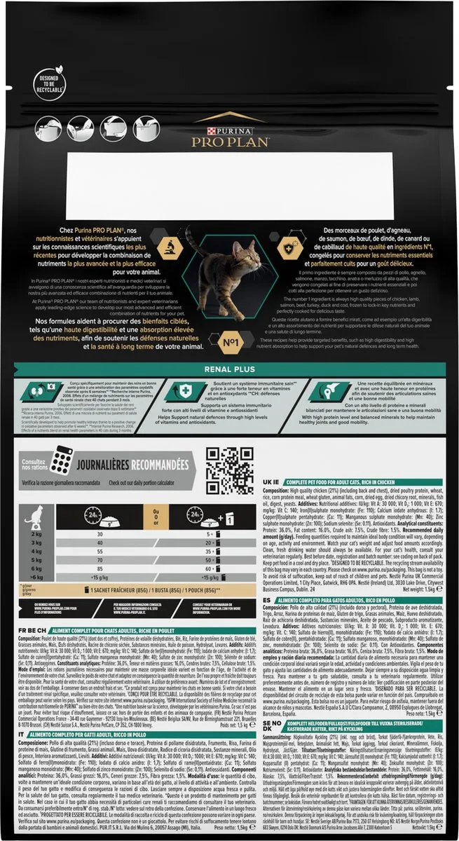 Pro Plan Adult Renal Plus -Katten Droogvoer - Kip - 1,5 kg