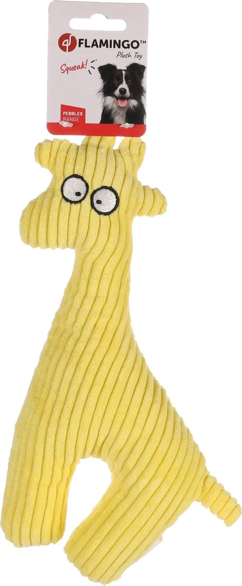 Flamingo Pebbles Corduroy Giraf Honden-speelgoed 27cm - Geel