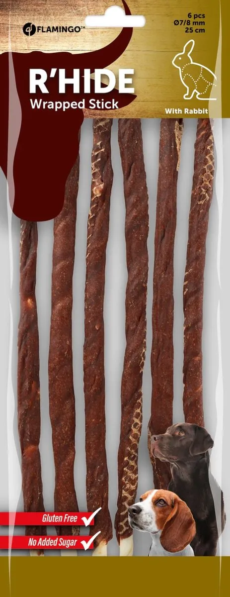 Flamingo R'hide Konijn Snackstaaf 7/8mm 25cm - 6 Stuks