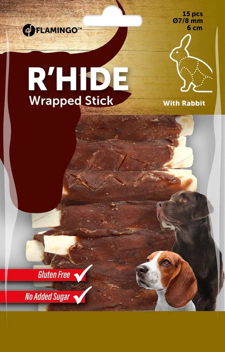 Flamingo R'hide Honden Snack Staaf Konijn 7/8mm 15 Stuks
