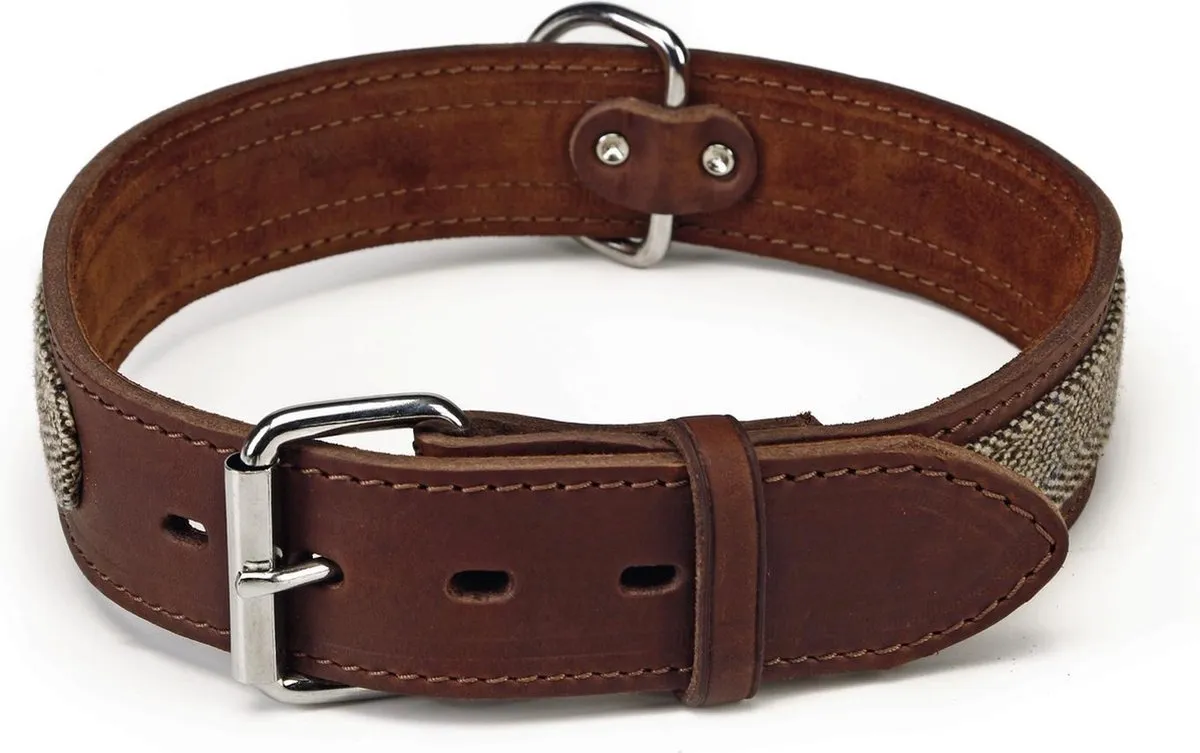 Beeztees Leren Halsband Tweedy - 80cm x 45mm - Bruin
