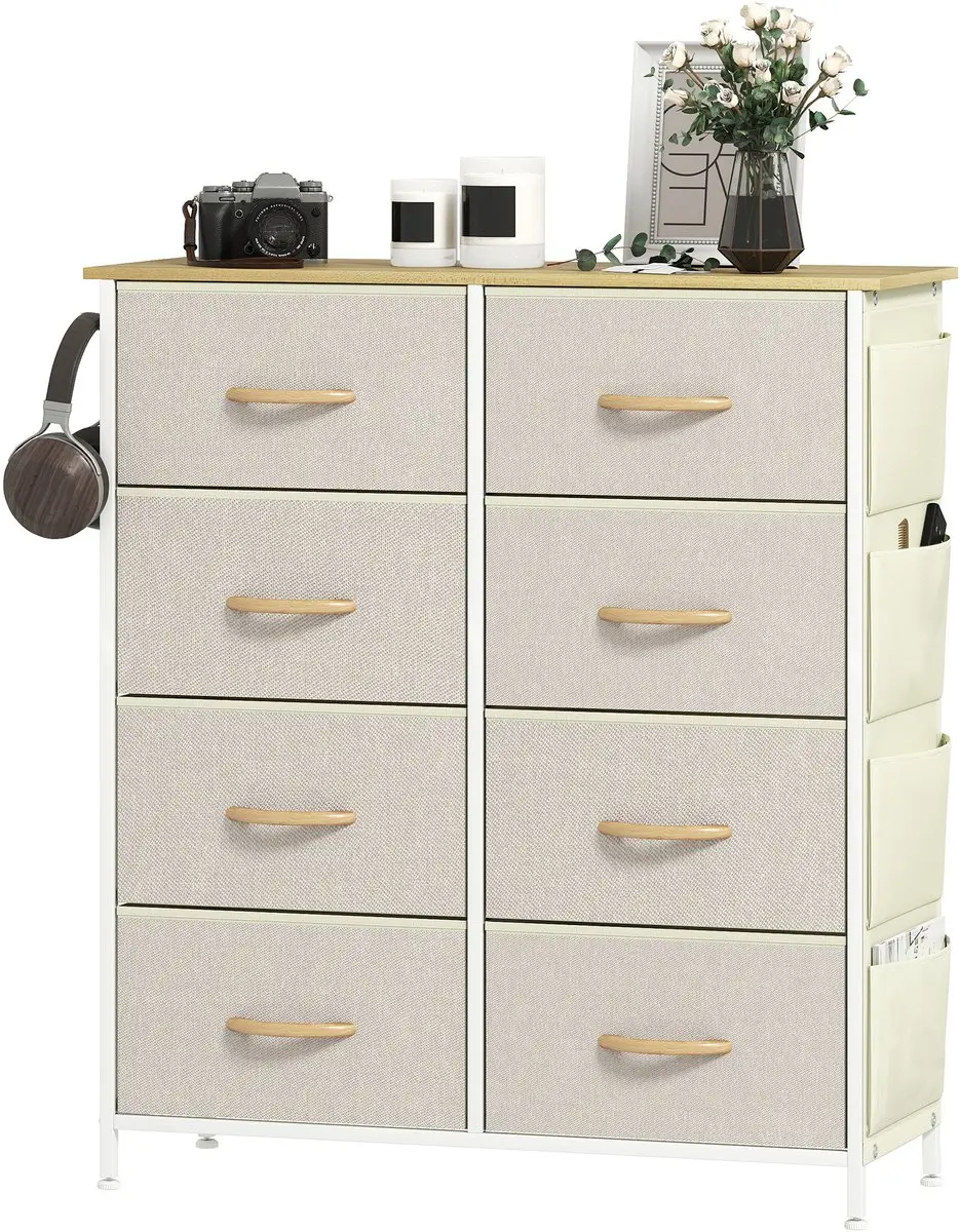 HOMCOM stoffen dressoir, vliesstof, 86x30x94,5 cm, beige