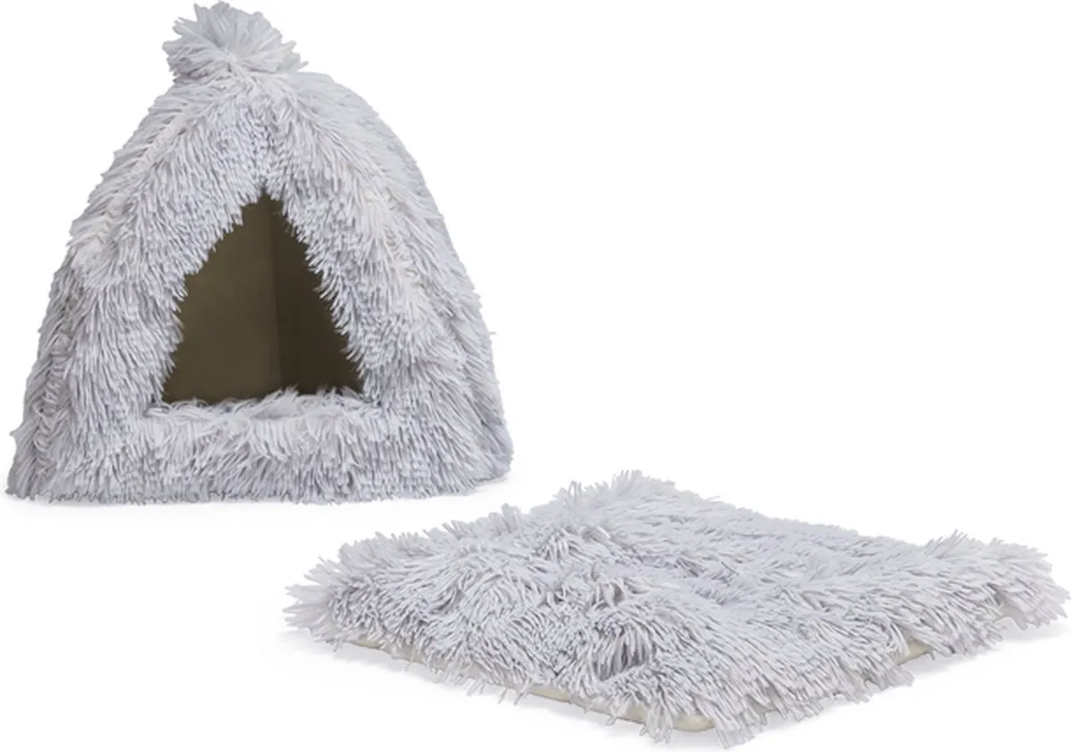 Beeztees Kitten Cave Cosmo Kattenmand - Pluche Grijs 40x40x40cm