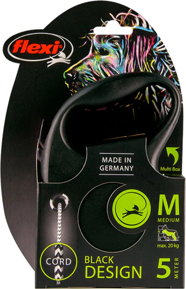Flexi Black Design Hondenriem Rollijn M - 5m - Zwart