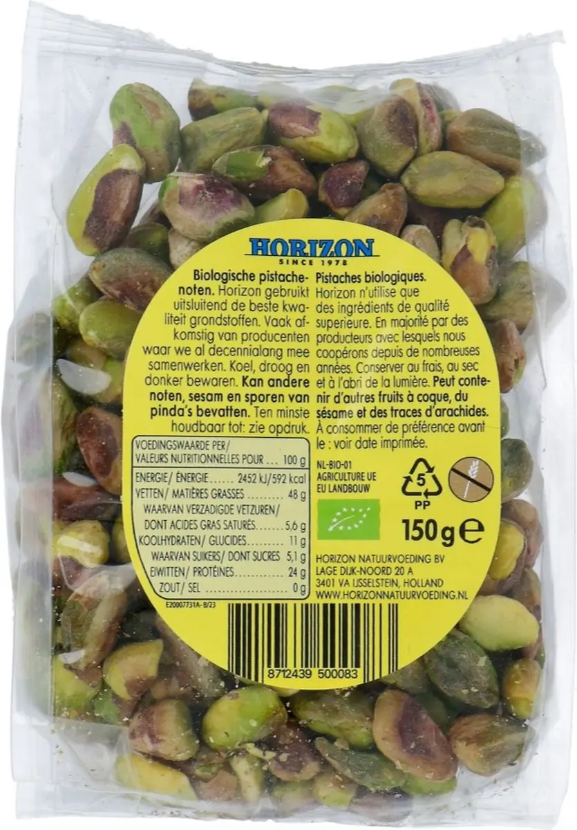 Horizon Pistachenoten Bio 150g - afbeelding 3 van 5