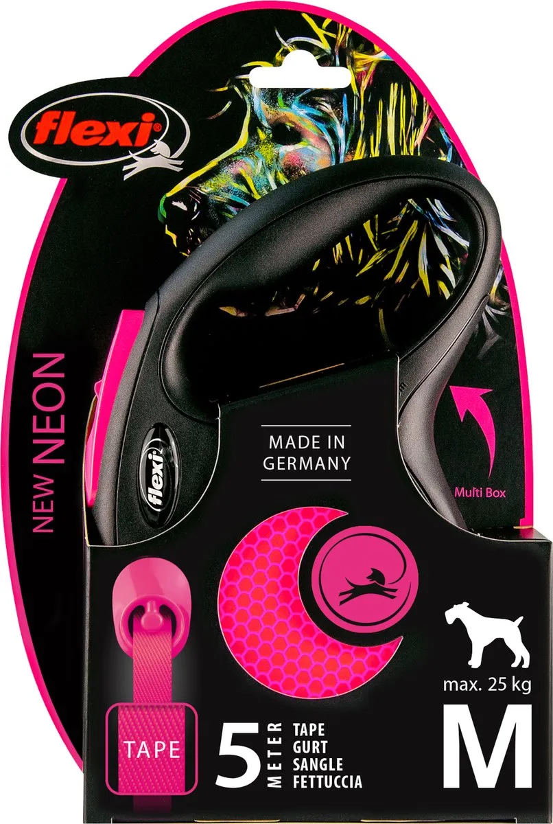 Flexi New Neon Hondenriem Rollijn - Roze - M - 5m