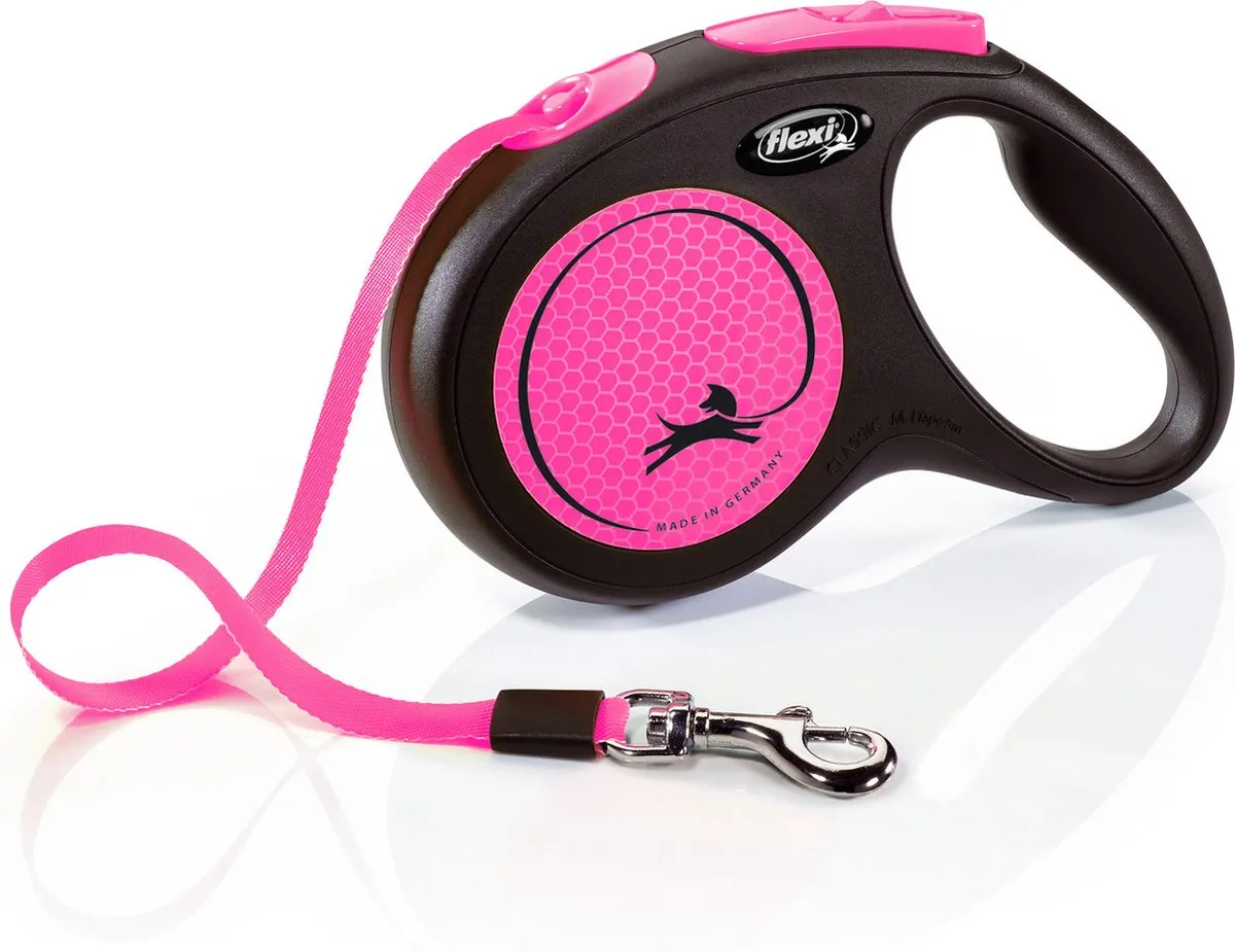Flexi New Neon Hondenriem Rollijn - Roze - M - 5m