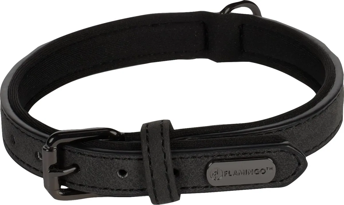 Flamingo Delu Halsband Honden - Zwart S 29-35cm