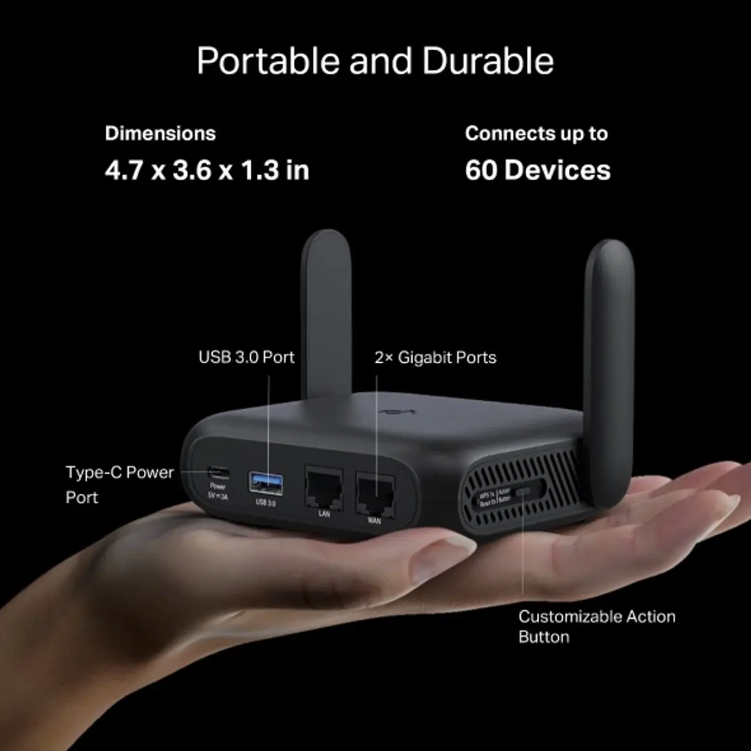 TP-Link TL-WR1512X AX1500 Wi-Fi 6 Reisrouter - Zwart - afbeelding 2 van 6