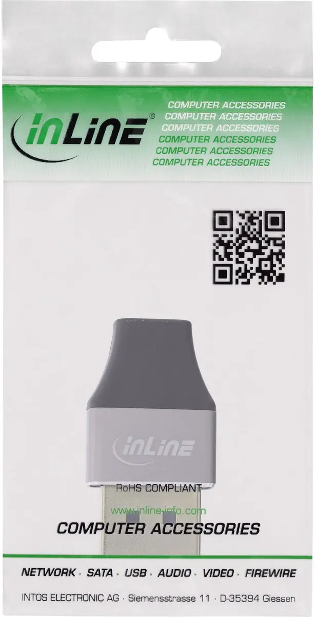 InLine 17291B DisplayPort 1.4 Adapter - Zwart/Grijs - afbeelding 2 van 3