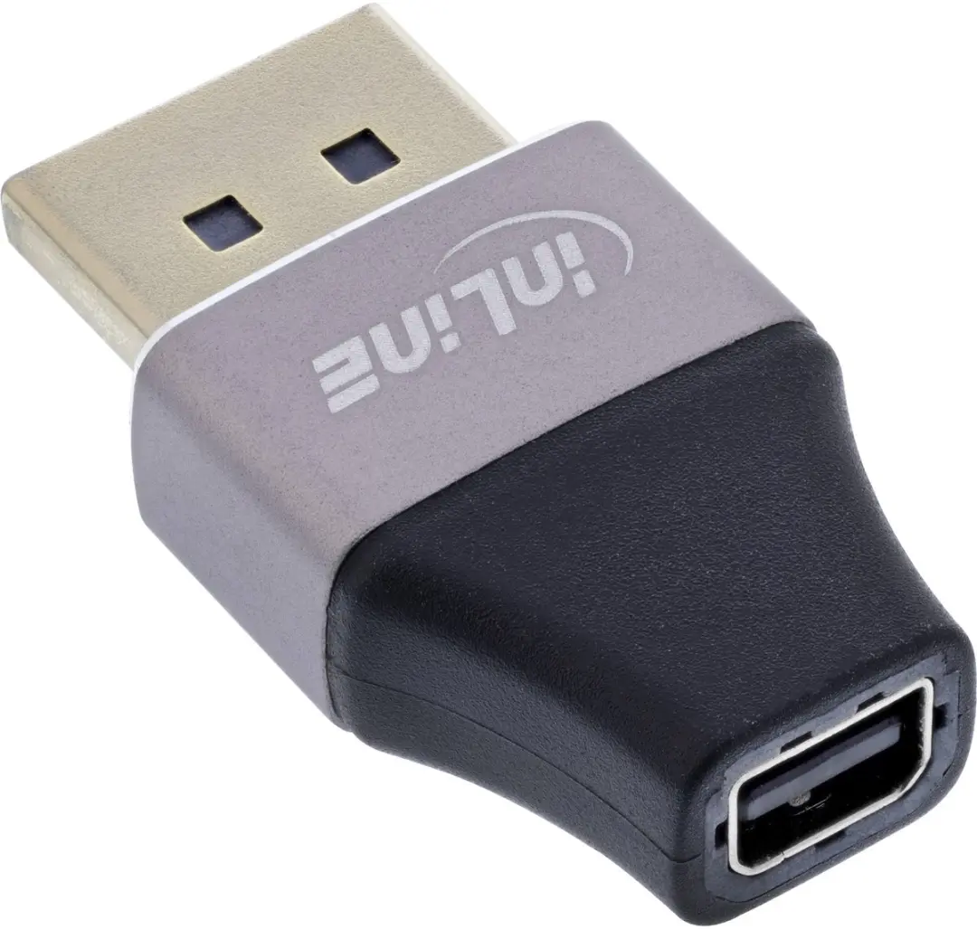 InLine 17291B DisplayPort 1.4 Adapter - Zwart/Grijs - afbeelding 3 van 3