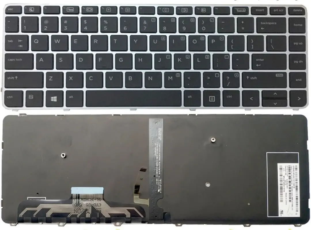 Notebook keyboard for HP EliteBook Folio 1040 G3 with silver frame backlit