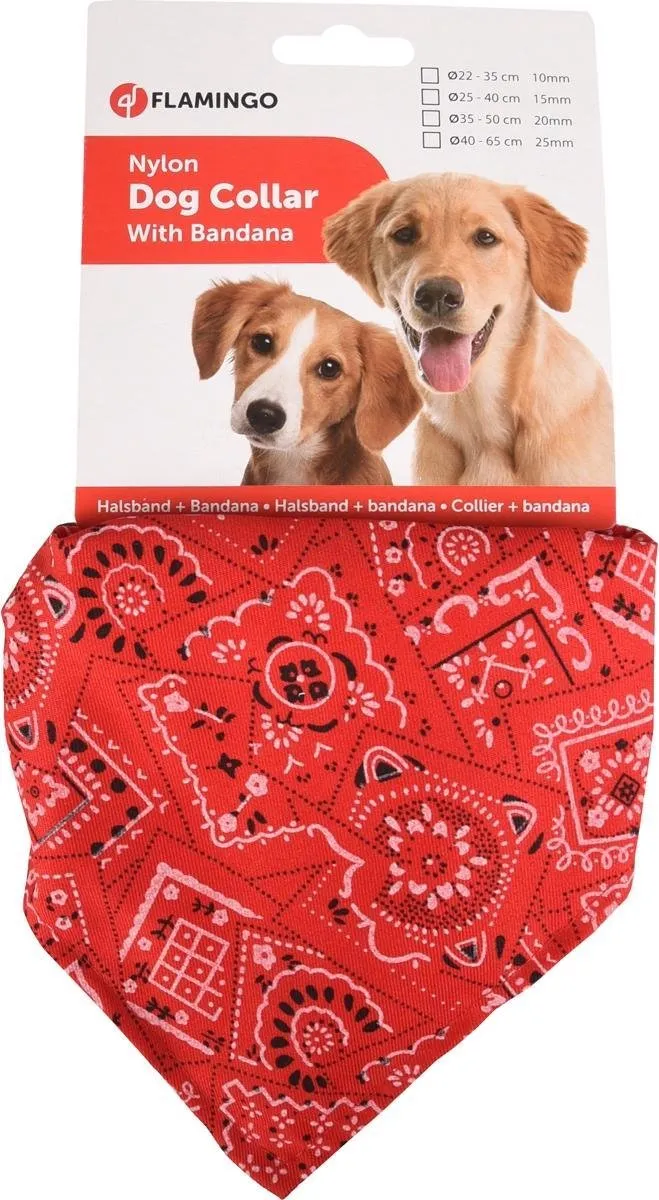 Flamingo Pinto Halsband met Bandana - Rood - M 35-50cm